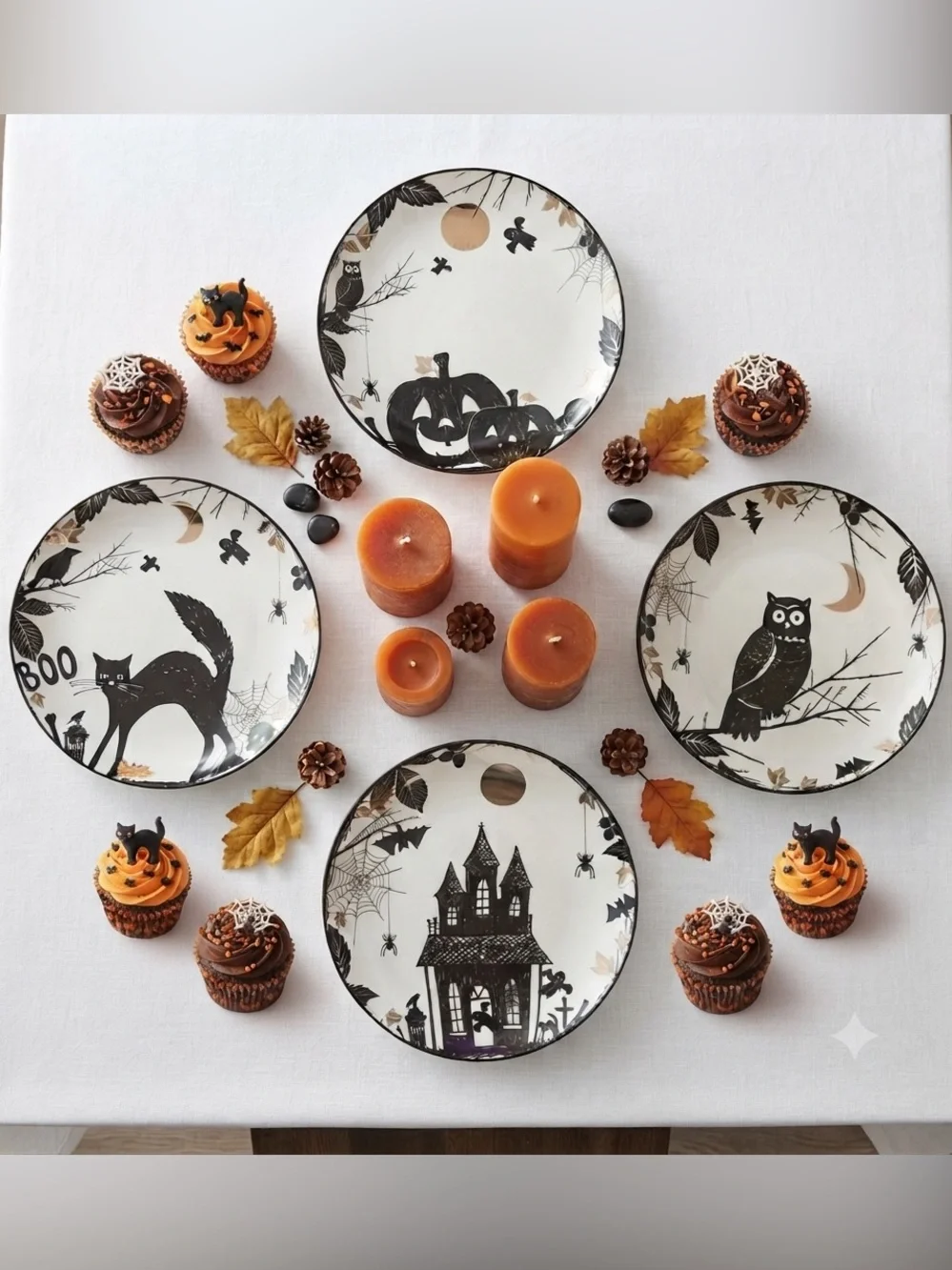 Lenox Haunted Halloween Porcelain Accent Plates Set Assorted Spooky Gothic Fall